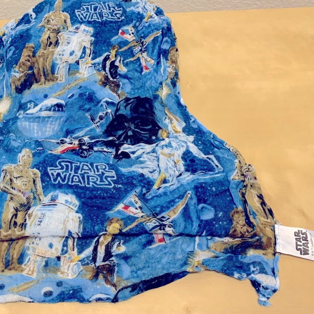 Disney Parks Star Wars Original Trilogy Characters Blue Dress Scarf